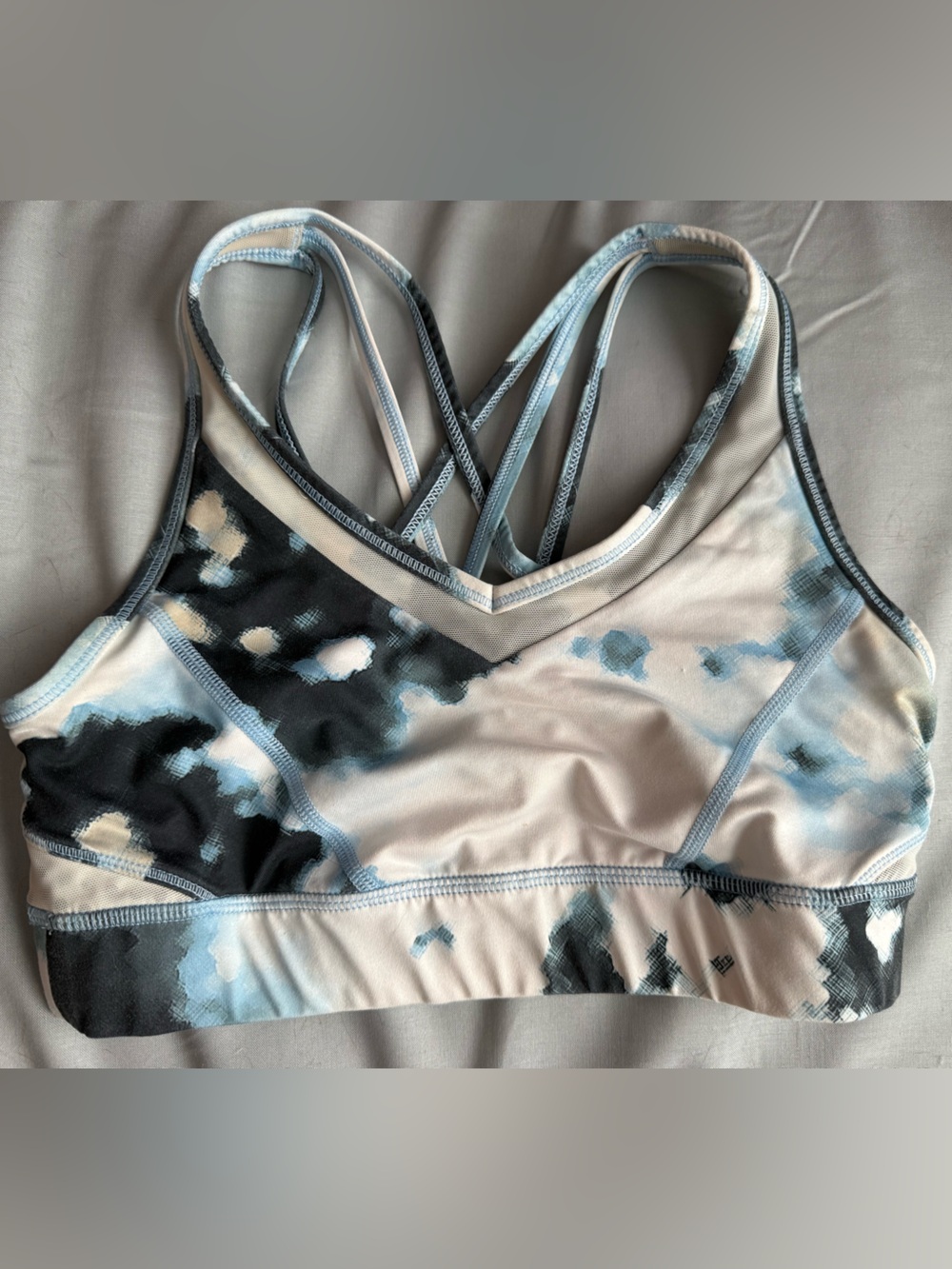 Women's Printed Strappy Bra Lululemon - Blue/Black/White Size 6